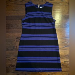 Calvin Klein Blue and Black Striped Sheath Dress Women’s Size 10